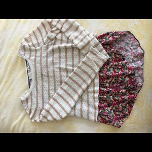 Layered Anthro striped Sweater & floral  shirt